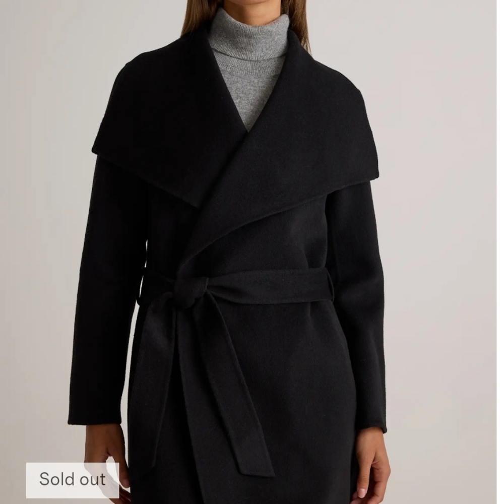 Quince Double-Faced Merino Wool Draped Collar Wrap Coat - NWOT - Picture 2 of 15
